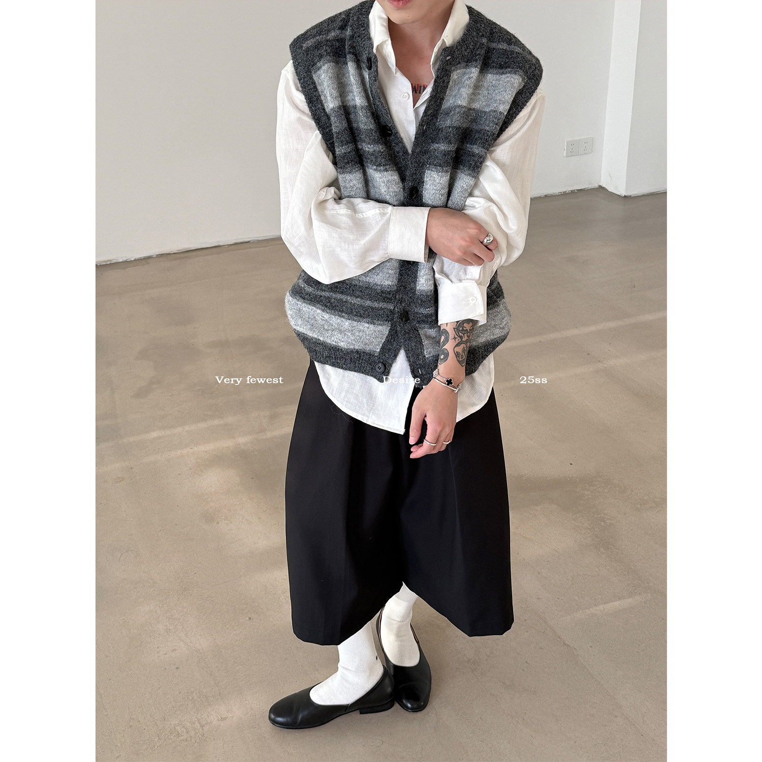 美式复古撞色开衫背心毛衣男女