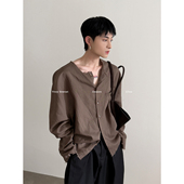 FEWEST 自制莱塞尔亚麻水洗毛边长袖 衬衫 VERY 中性高级松弛感开衫