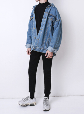 2020秋冬新款韩国宽松oversize牛仔外套男复古夹克牛仔衣男女款潮