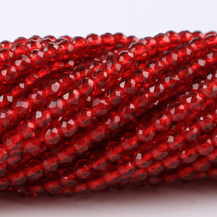 红色尖晶石2mm小珠切面隔珠流苏手串项链diy半宝石串珠配饰