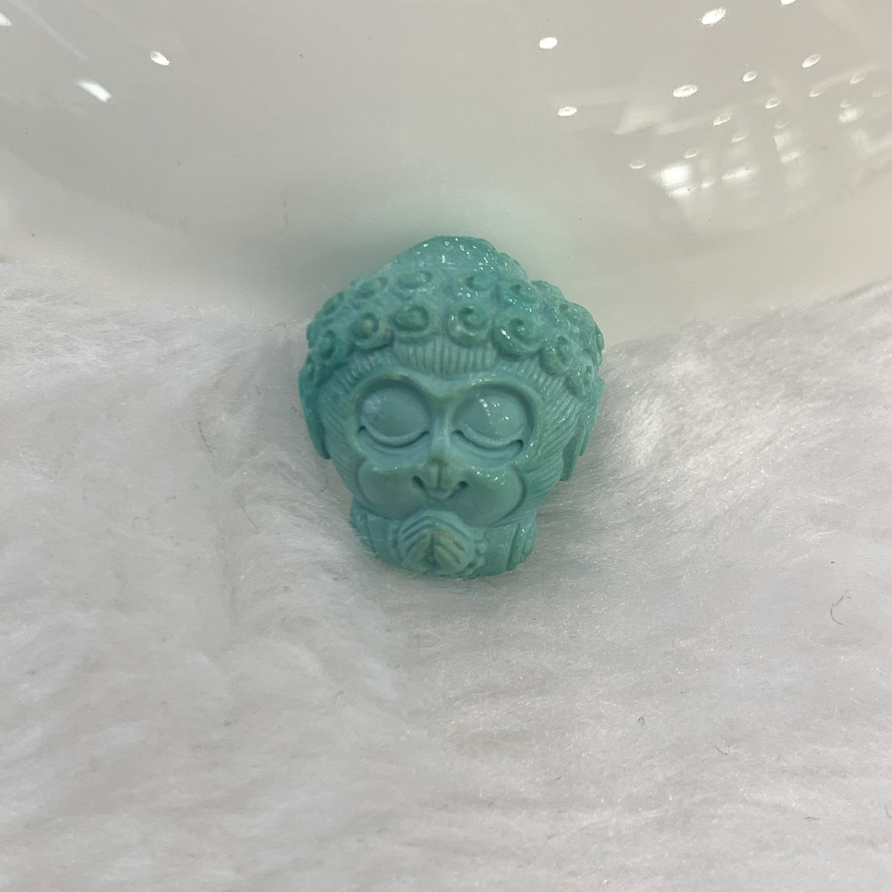 湖北天然原矿绿松石猴子佛头吊坠高瓷高绿玉化料DIY手链项链