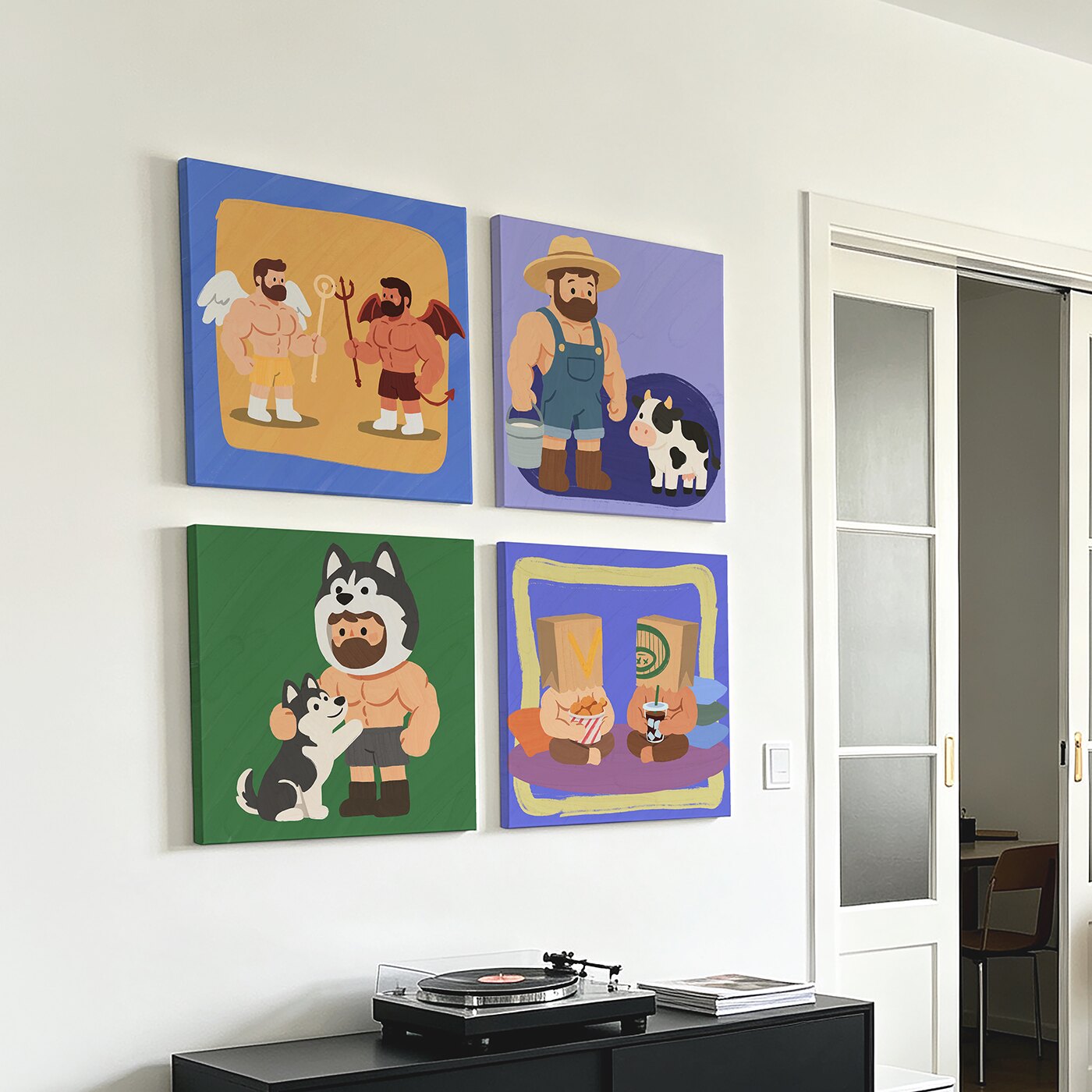 硬汉狂想集马卡龙撞色反差感肌肉现代装饰画