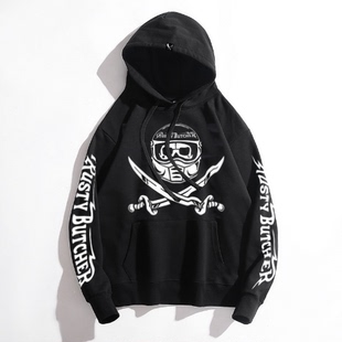 哈雷卫衣帽衫RustyButcher生锈屠夫摩托DS改装美式复古西