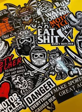 哈雷机车Rusty Butcher生锈屠夫贴纸头盔摩托装饰匪帮DS风格改装