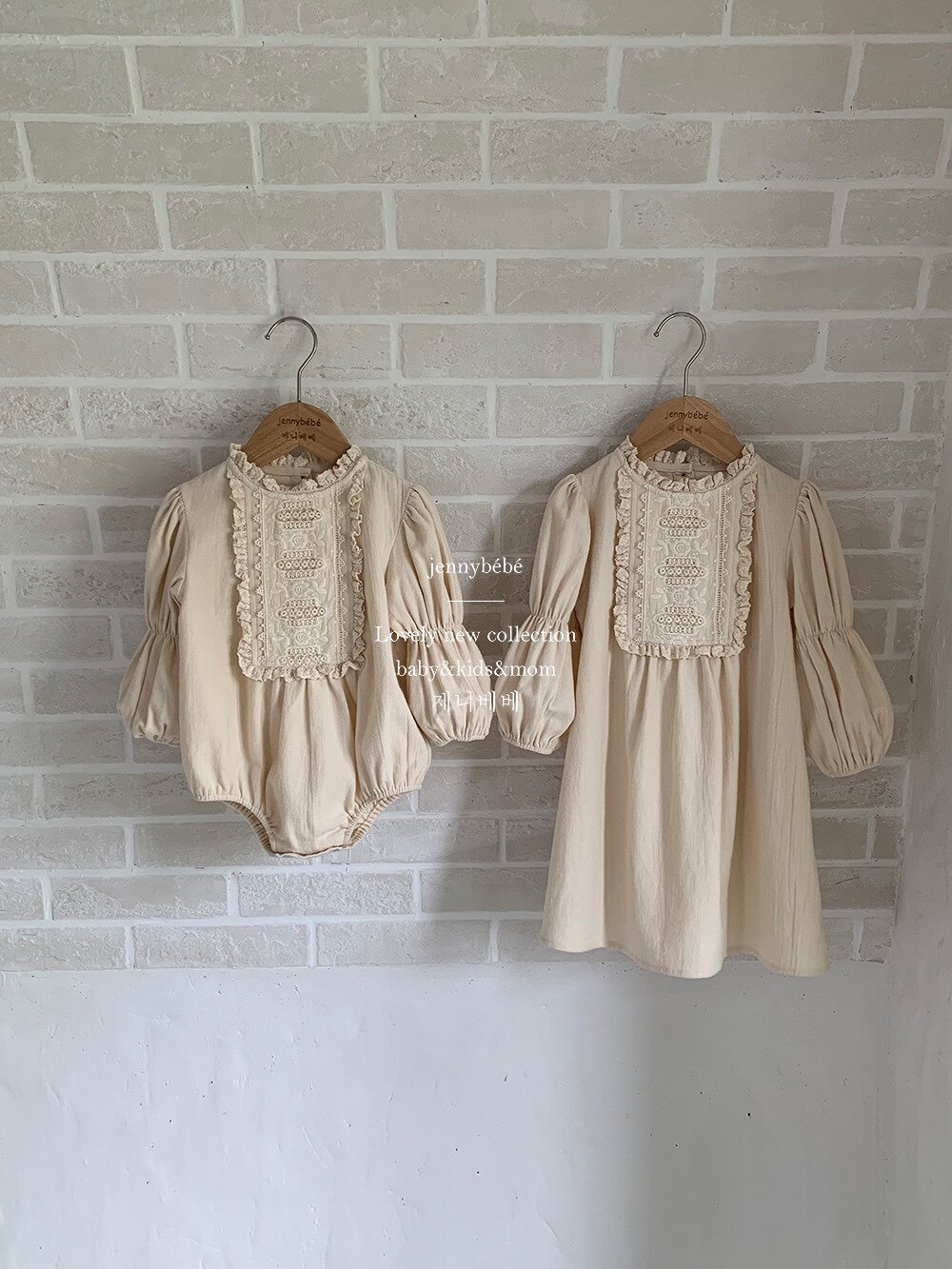 新款包邮韩版婴儿花边爬服女宝宝亲子装/亲子时装