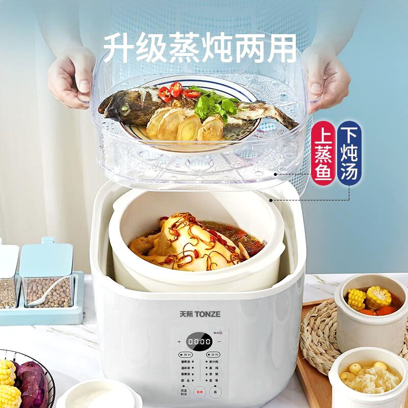 天际大容量全自动隔水炖盅银耳汤锅升电家蒸煮一体用