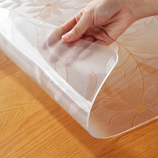 PVC软玻璃透明加厚桌布圆角防水防烫餐桌垫长方形茶几桌面保护膜*