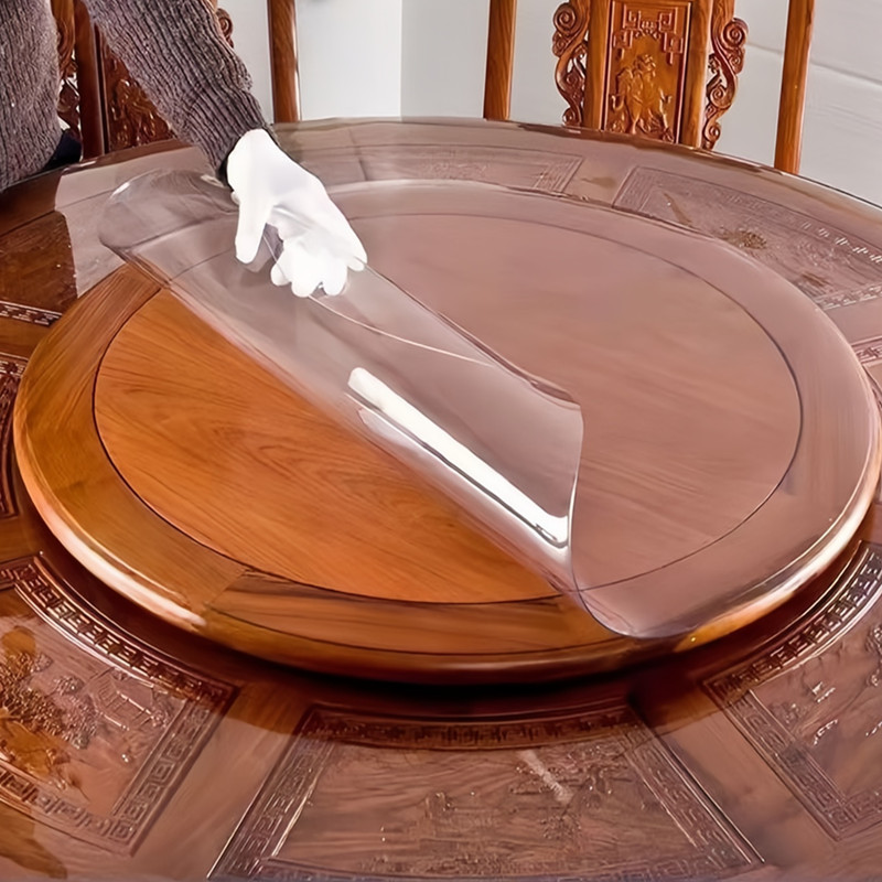 pvc圆形餐桌垫1米8园卓垫双层圆桌专用桌布透明垫胶垫桌面保护垫*