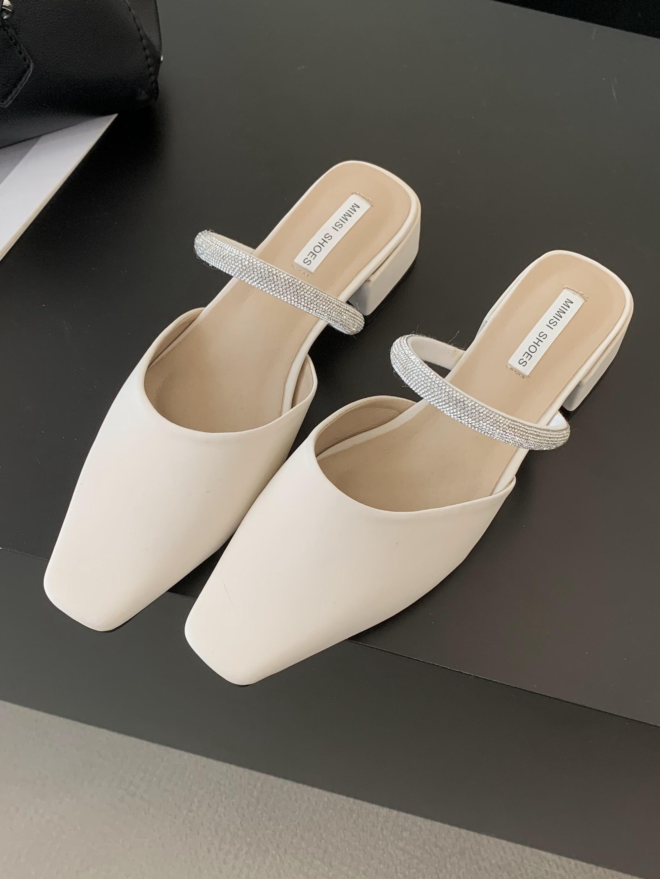 包头半拖鞋女夏外穿2023新款网红时尚尖头仙女风粗跟凉拖鞋女气质