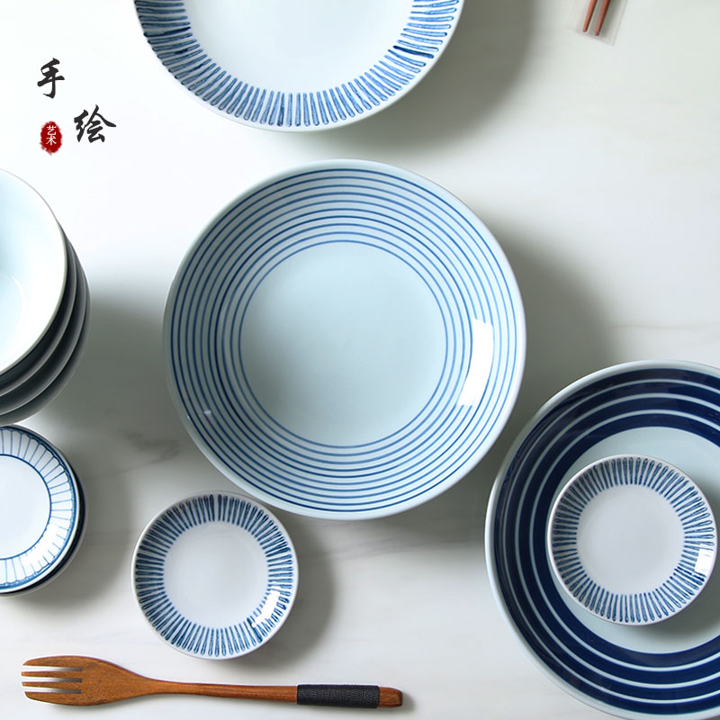 日式餐具陶瓷盘子创意手绘碗盘碟套装家用餐厅料理菜盘子深盘碟子