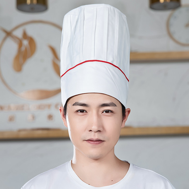 餐饮饭店后厨房厨师高帽棉料透气休闲百搭餐厅工作帽子蛋糕店白帽