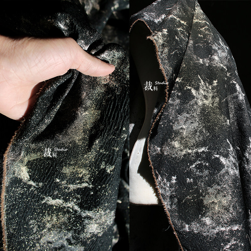 冷日光 双面提花闪光星河鎏金布料旗袍裤裙男女服装设计师面料