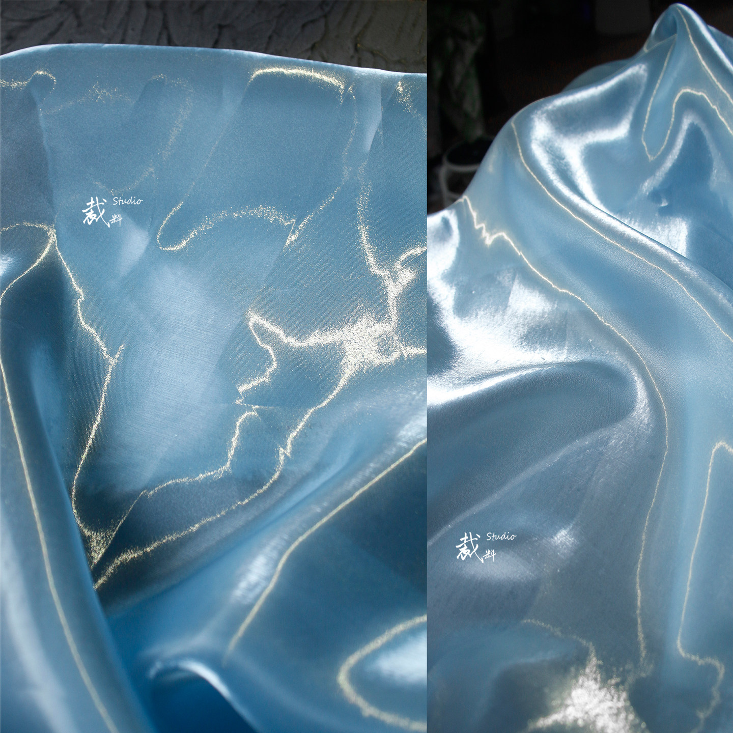 超亮光液态闪光透厚纱面料水晶丝