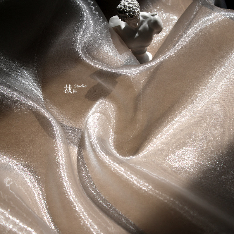 透明闪光水光欧根纱童装服装布料