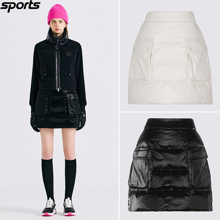 韩国代购GFORE高尔夫25年冬亮面加厚鹅绒防风保暖户外羽绒短裙女