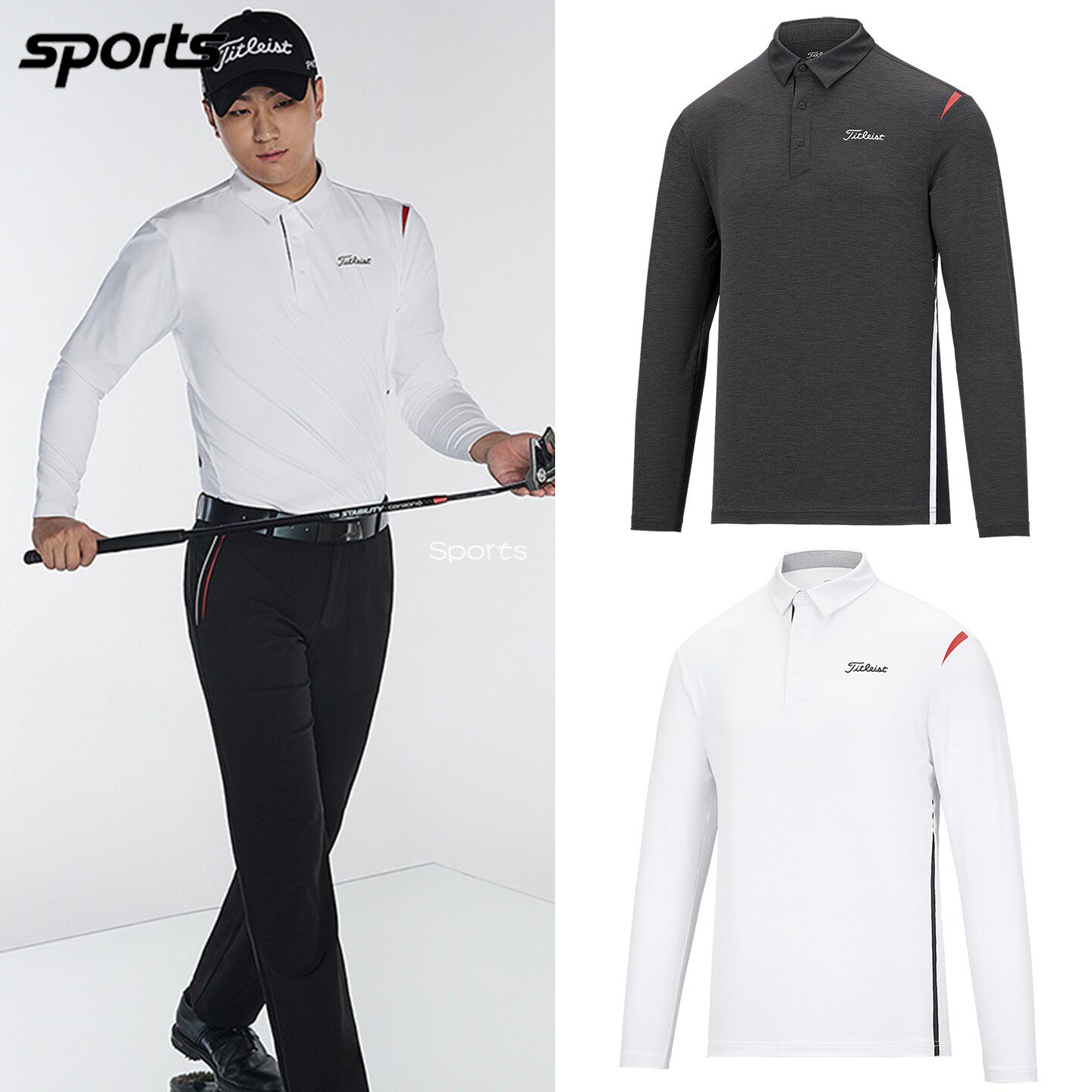 韩国代购titleist高尔夫穿搭26春夏速干防晒运动POLO衫长袖T恤男