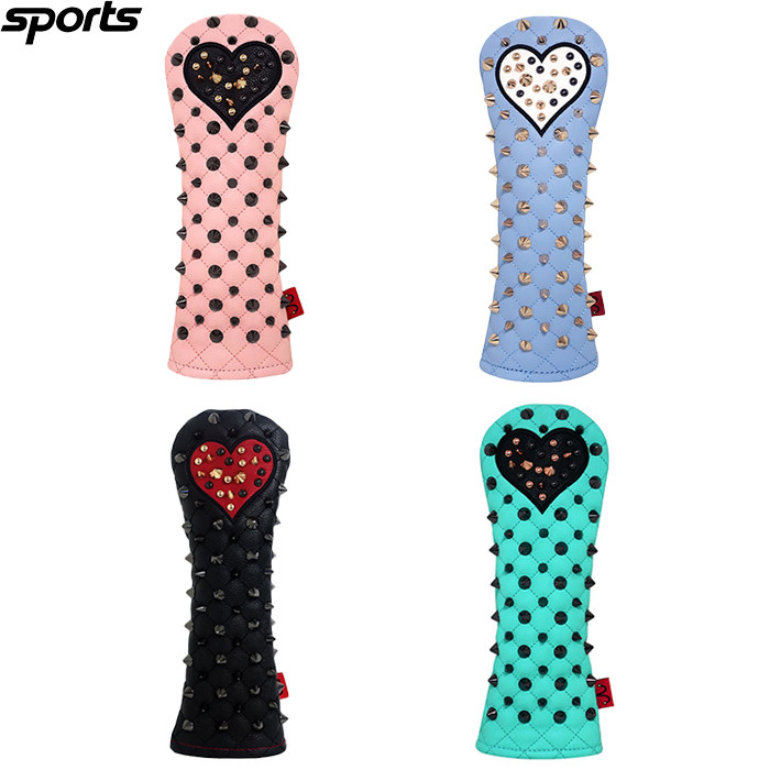 韩国代购SELMO高尔夫配饰装备ins潮款金属铆钉爱心彩色球道木杆套