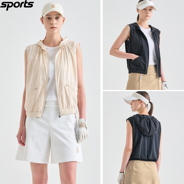 韩国代购lanvin blanc高尔夫球服25初秋女休闲连帽拉链无袖背心