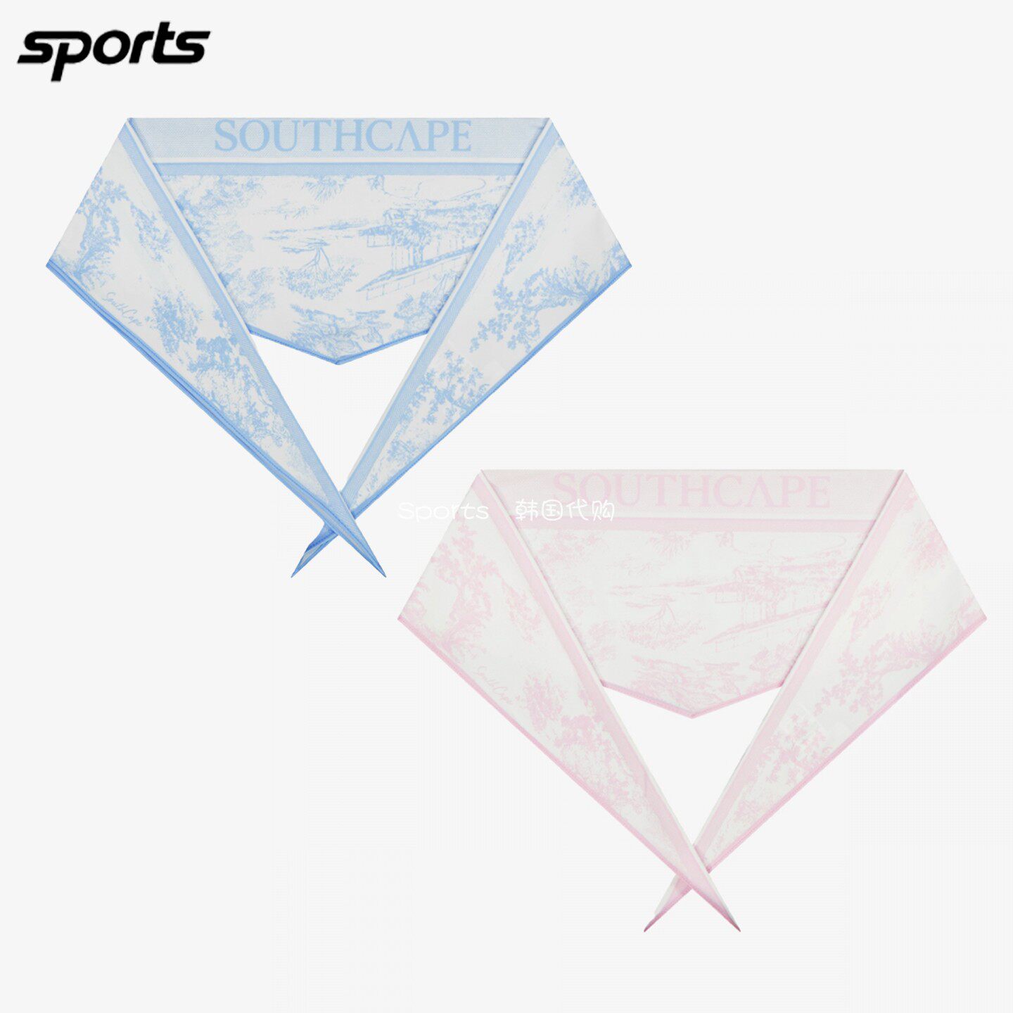 韩国代购southcape高尔夫26夏淑女风花纹防晒运动户外领巾方巾女
