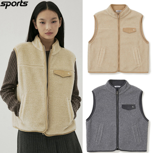 韩国代购clove高尔夫25秋冬纯色立领拉链灯芯绒马甲男女同款上衣