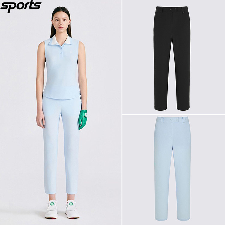 韩国代购GFORE高尔夫26夏凉感弹力修身运动户外九分裤直筒长裤女