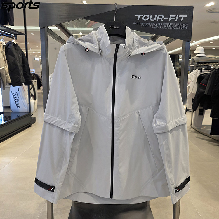 韩国代购titleist高尔夫26年春防水连帽运动户外可拆袖外套雨衣女