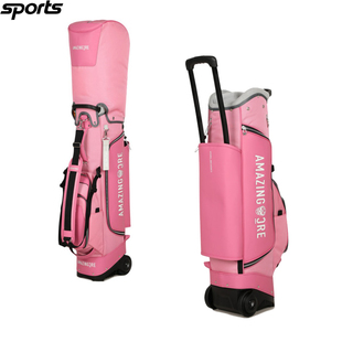 韩国代购amazingcre高尔夫配饰25春夏女GOLF粉色滑轮立式球杆包