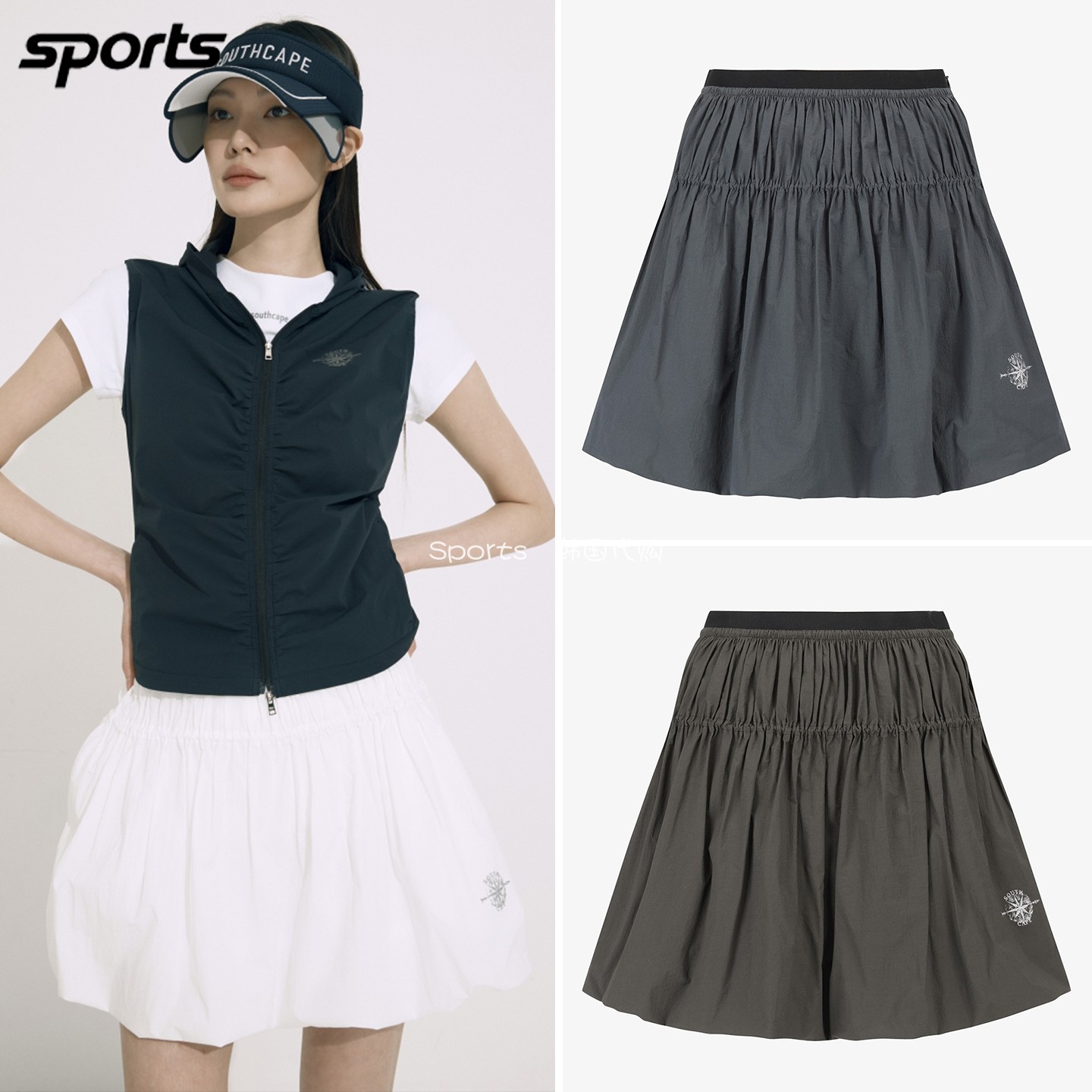 韩国代购southcape高尔夫26夏冷感舒适弹力蓬松运动蓬蓬裙短裙女