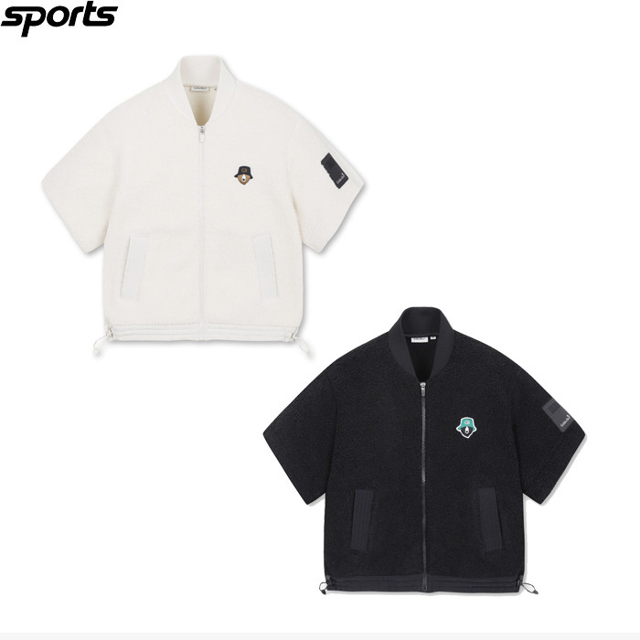 韩国代购GOLDEN BEAR高尔夫球服24秋冬女子GOLF短袖抓绒拉链夹克