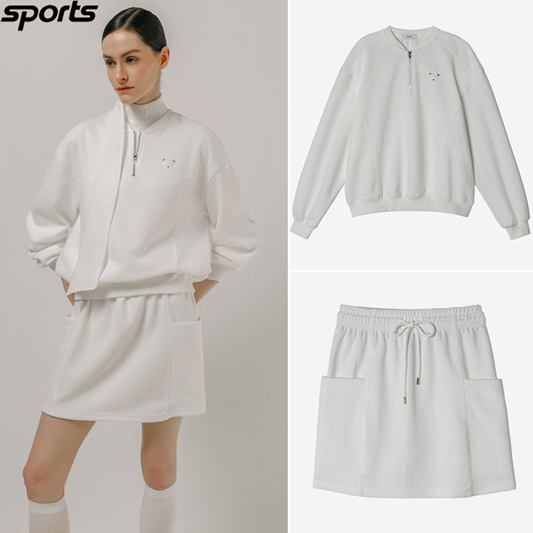 韩国代购ober golf高尔夫26春夏简约宽松运动长袖卫衣短裙套装女