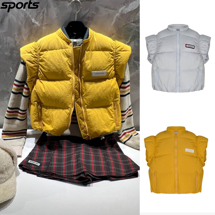 韩国代购Kandini高尔夫球服24秋冬女子GOLF荷叶边鹅绒保暖背心