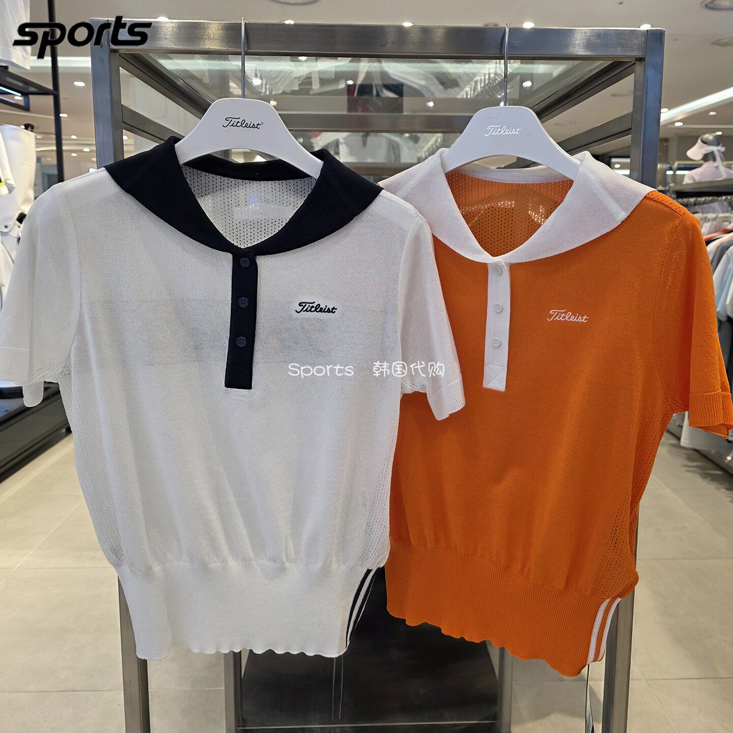 韩国代购titleist高尔夫26夏水手领弹力少女风户外针织短袖T恤女