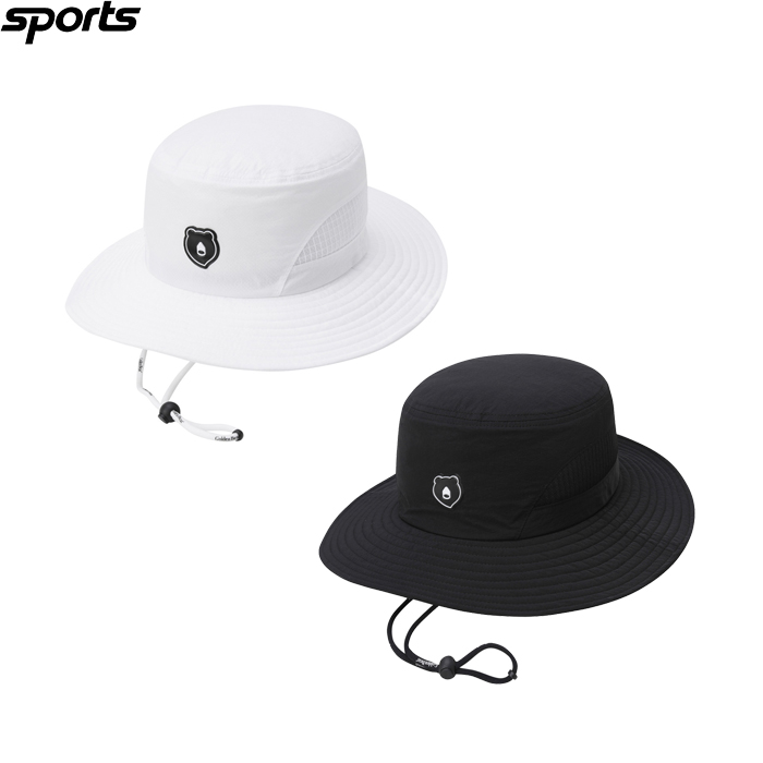 韩国代购GOLDEN BEAR高尔夫配饰25春夏男标志侧网系带防晒渔夫帽