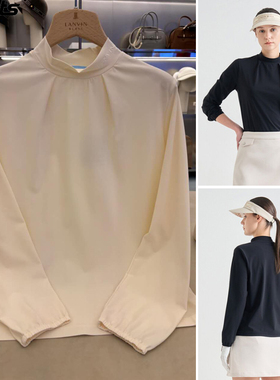 韩国代购lanvin blanc高尔夫球服26春夏女纯色立领修身长袖T恤