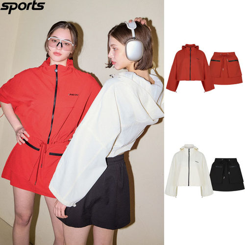 韩国代购Kandini高尔夫球服25春夏女子GOLF标志连帽衫和裙子套装