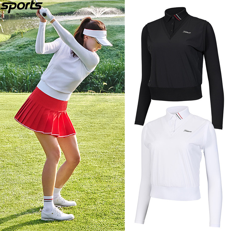 韩国代购titleist高尔夫穿搭26春夏弹力翻领户外POLO衫长袖T恤女