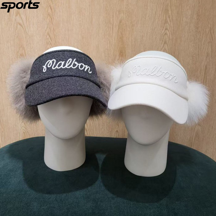 韩国代购malbon高尔夫球配饰25秋冬女标志毛绒耳罩保暖无顶运动帽