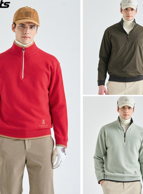 韩国代购lanvin blanc高尔夫球服25秋冬男柔软两面穿立领针织衫