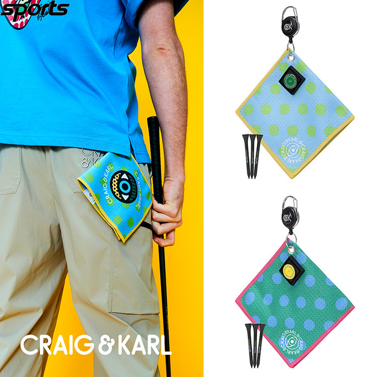 韩国代购CRAIG KARL高尔夫25年涂鸦彩色户外擦球巾小方巾挂件马克