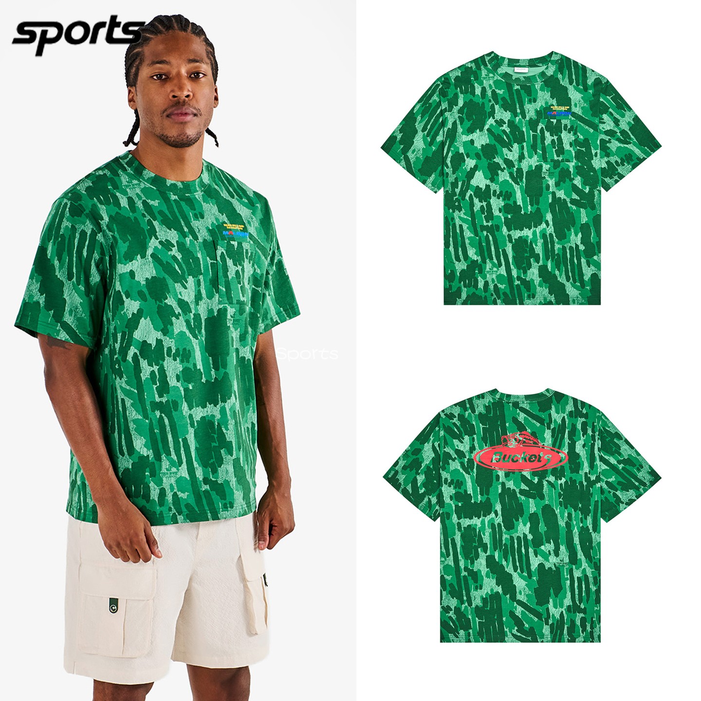 韩国代购malbon高尔夫球服26春夏男图案宽松运动休闲圆领短袖T恤