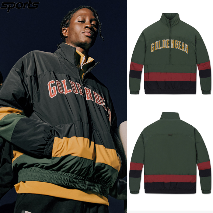 韩国代购GOLDEN BEAR高尔夫球服24秋男GOLF拼色半拉链保暖套头衫