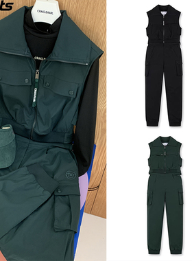 韩国代购CRAIG KARL高尔夫穿搭26春夏翻领无袖工装裤户外连体衣女