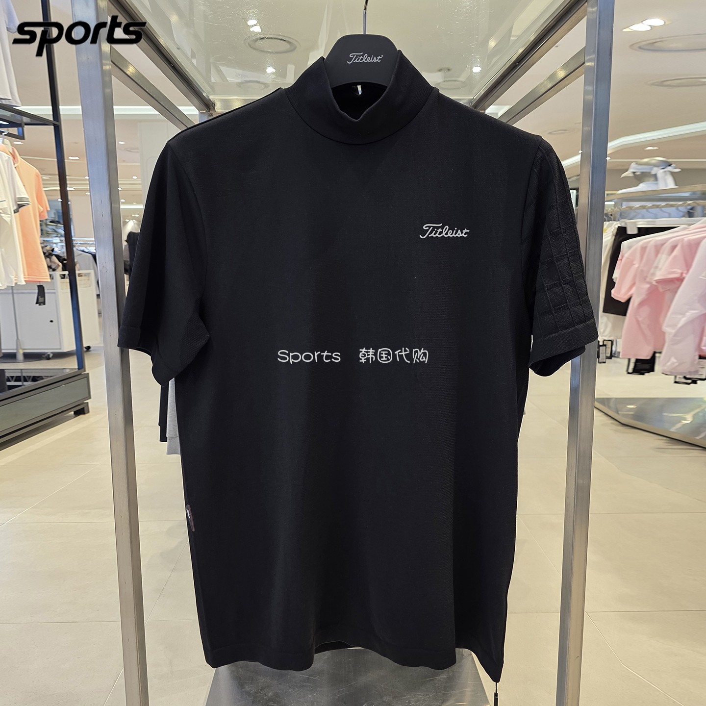 韩国代购titleist高尔夫26初秋打底舒适高领运动户外短袖针织衫男