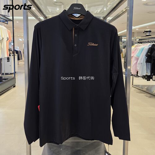韩国代购titleist高尔夫26初秋保暖简约运动户外POLO衫长袖T恤男