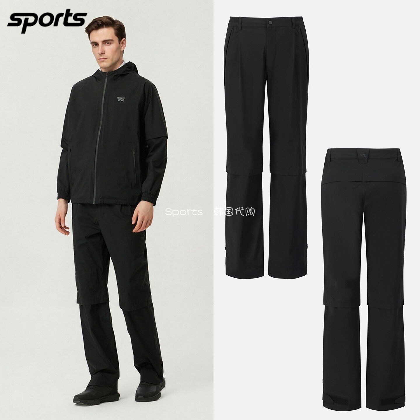 韩国代购PXG高尔夫球裤26春夏男黑色运动休闲直筒防水防雨长裤