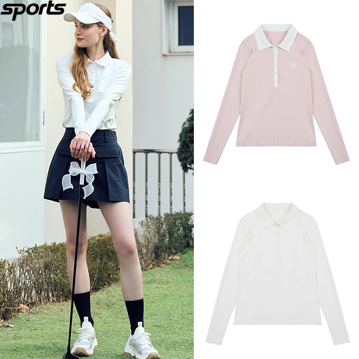 韩国代购LORDLOAR高尔夫服饰春夏透气POLO衫修身运动长袖T恤衫女