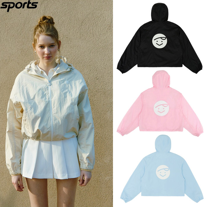 韩国代购Pivvee高尔夫球服25秋冬女标志连帽宽松轻薄弹力拉链外套