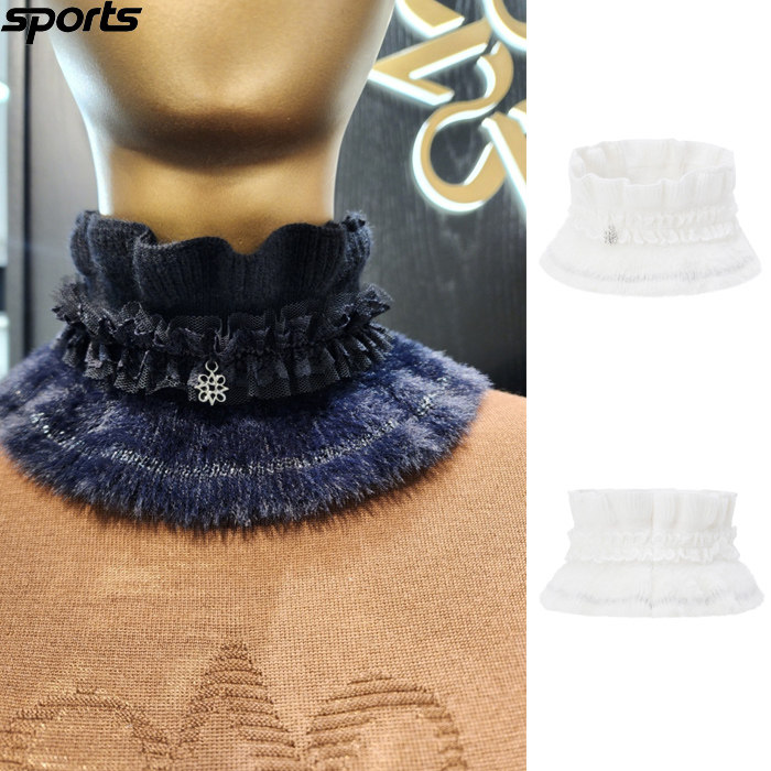 韩国代购st andrews高尔夫配饰25秋冬女蕾丝花边柔软休闲保暖围巾