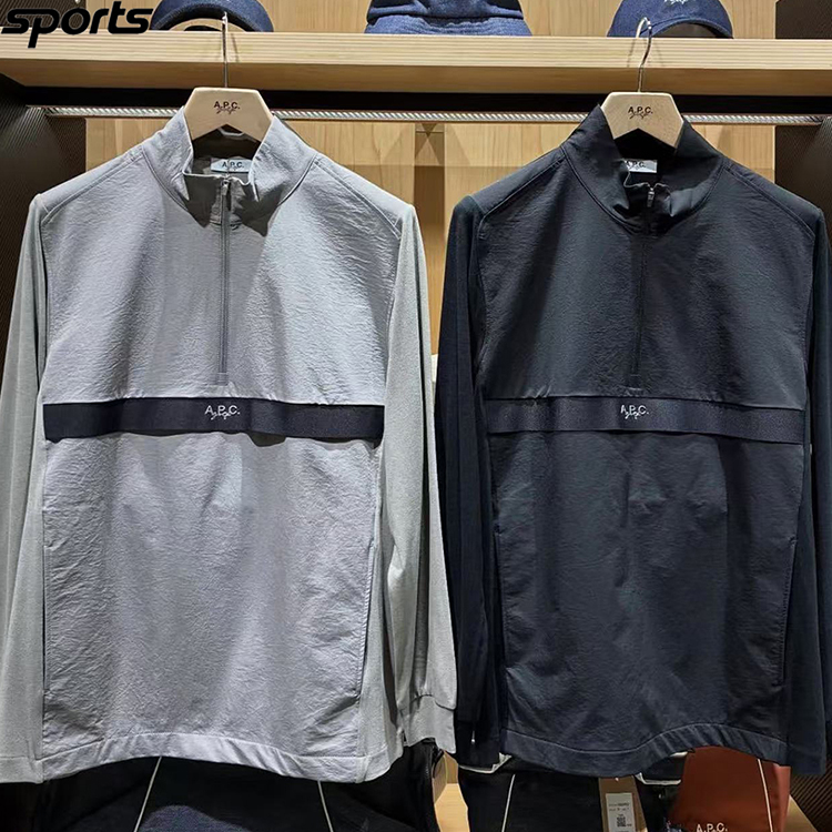 韩国代购APC高尔夫穿搭25秋冬舒适宽松半开拉链运动户外男式外套