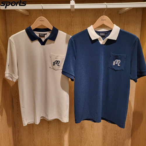 韩国代购malbon高尔夫球服26春夏男标志配色翻领运动休闲短袖T恤